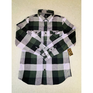 Vans Off The Wall Plaid Flannel Shirt Mens Small Slim Fit Green Black NWT